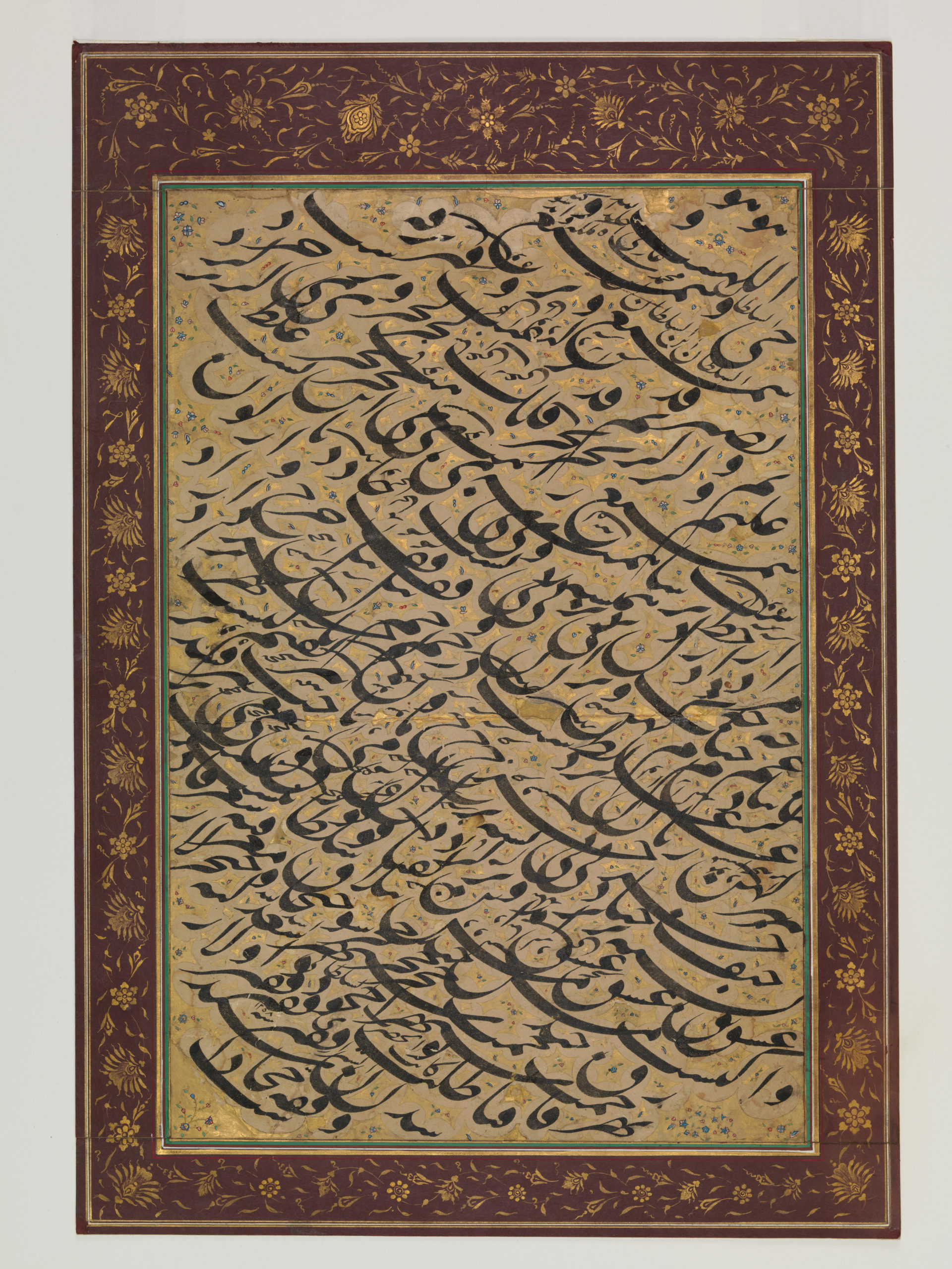 Dense Nastaliq calligraphic panel